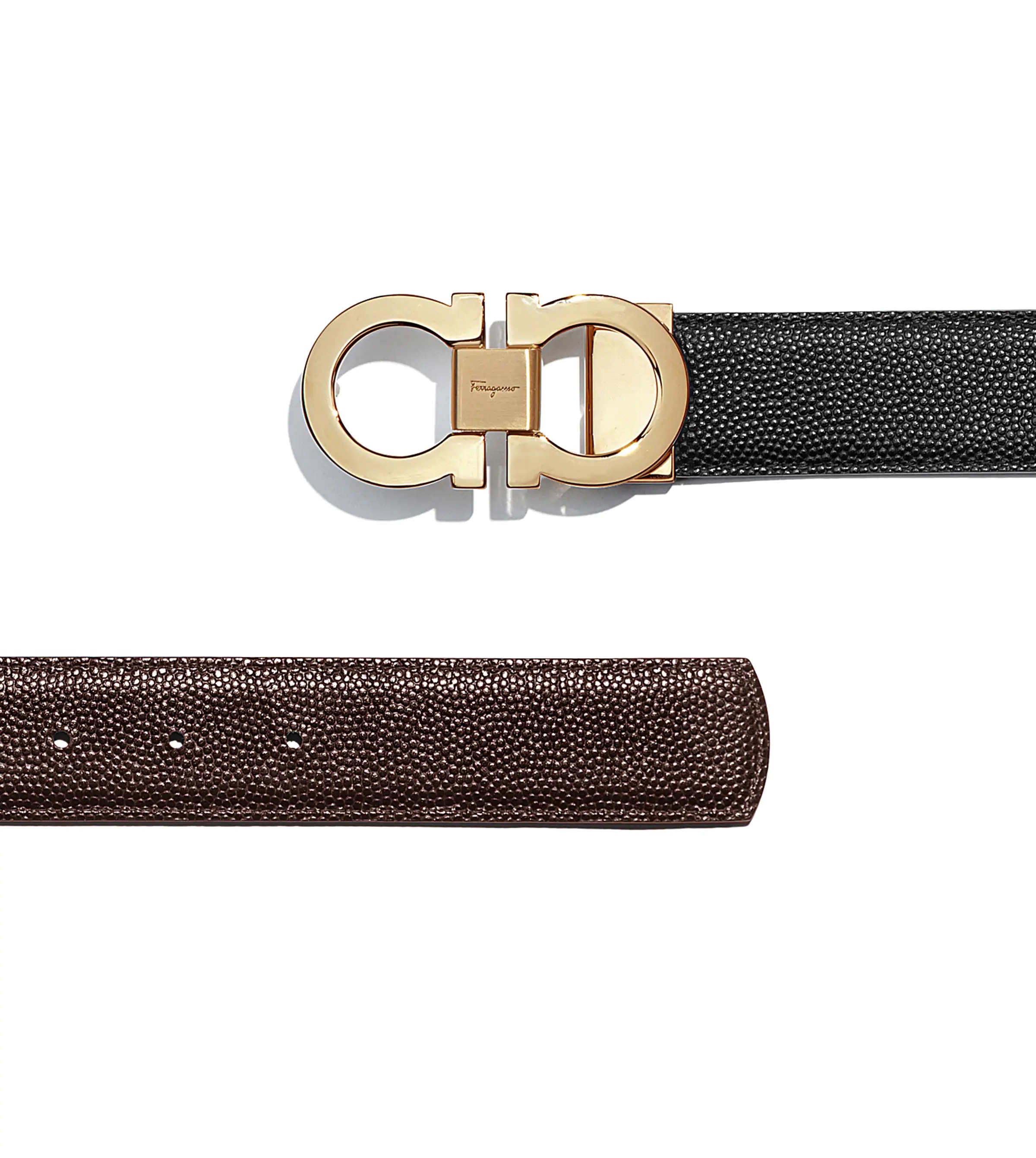 Salvatore Ferragamo men's double-sided double-buckle belt, size 115, width: 3.5cm Specification image