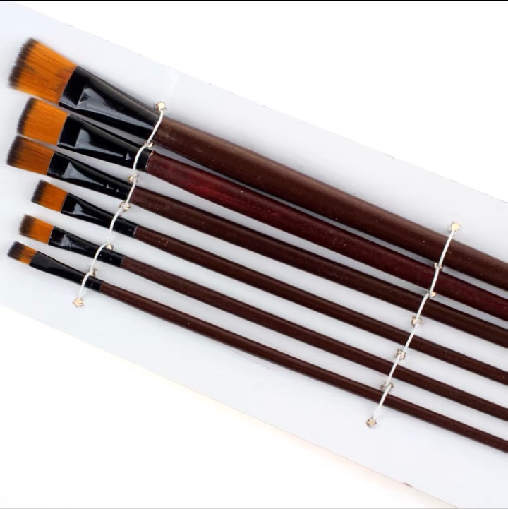 尼龙水粉笔 油画笔 手绘丙烯水彩画笔6支套装单双号 美术颜料排笔详情图1