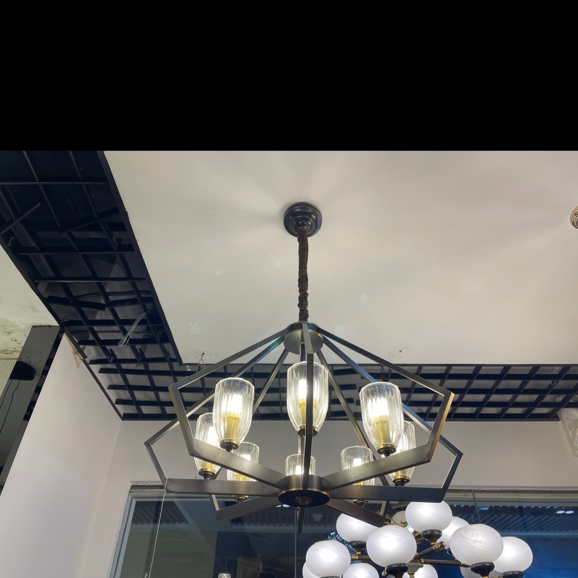 Modern and simple living room led ceiling lamp with Nordic style, smart home package, bedroom lamp style, all-copper American-style personalized LED chandelier