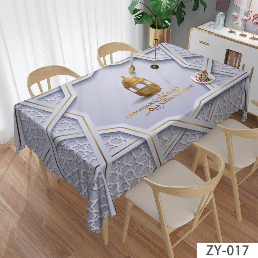 A new design of domestic trend patterned tablecloth with PVC digital printing. Yarn base tablecloth, 140*180CM, 150*200CM, 1.4*20M Application Scenario