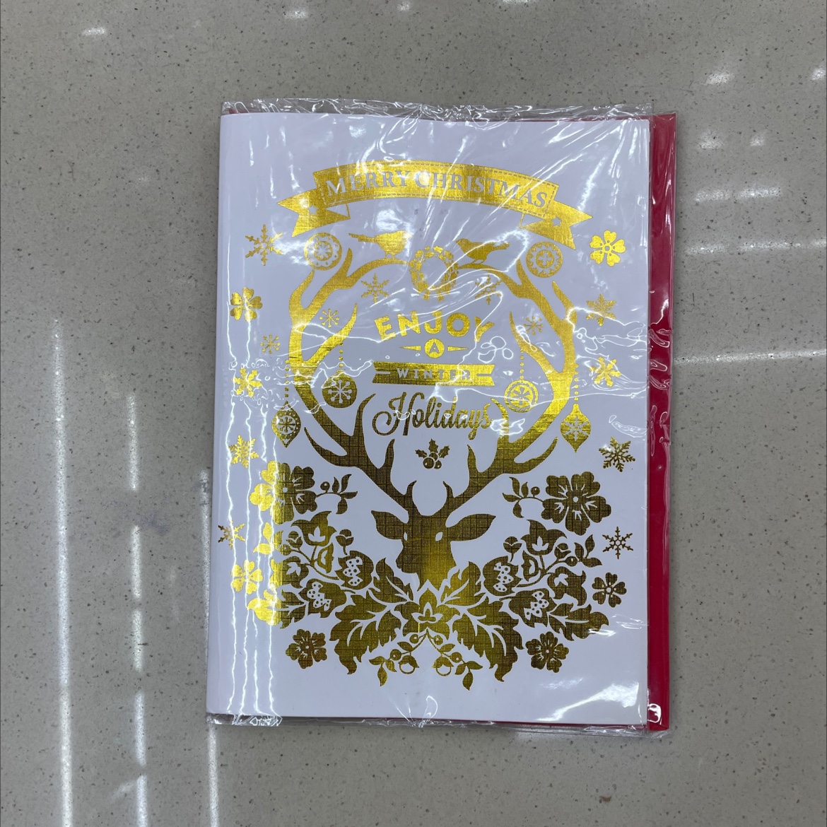 圣诞贺卡两折烫金内页彩印14.5*20Cm