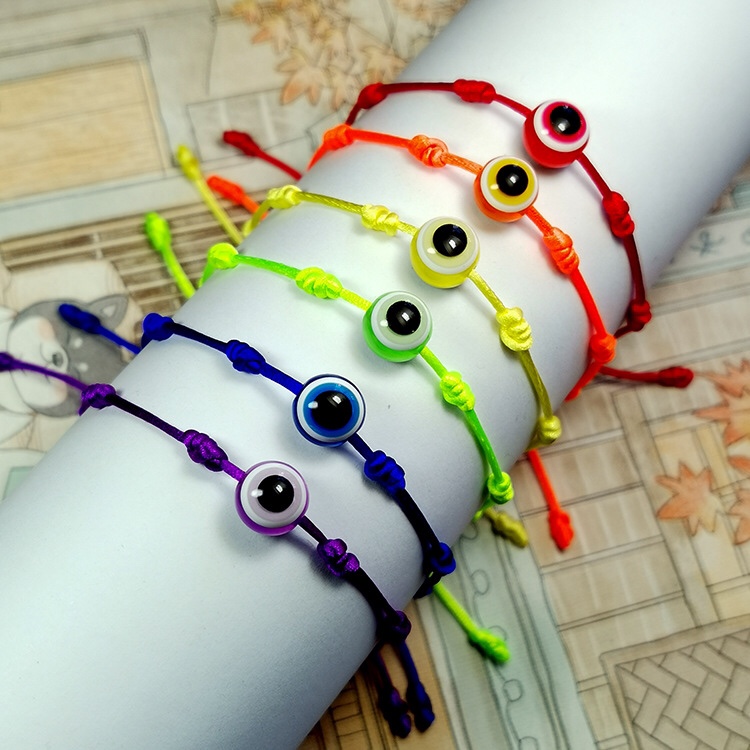 New cross-border accessories from Europe and America: Devil's Eyes bracelet woven in rainbow colors, blue eyes and red bracelet