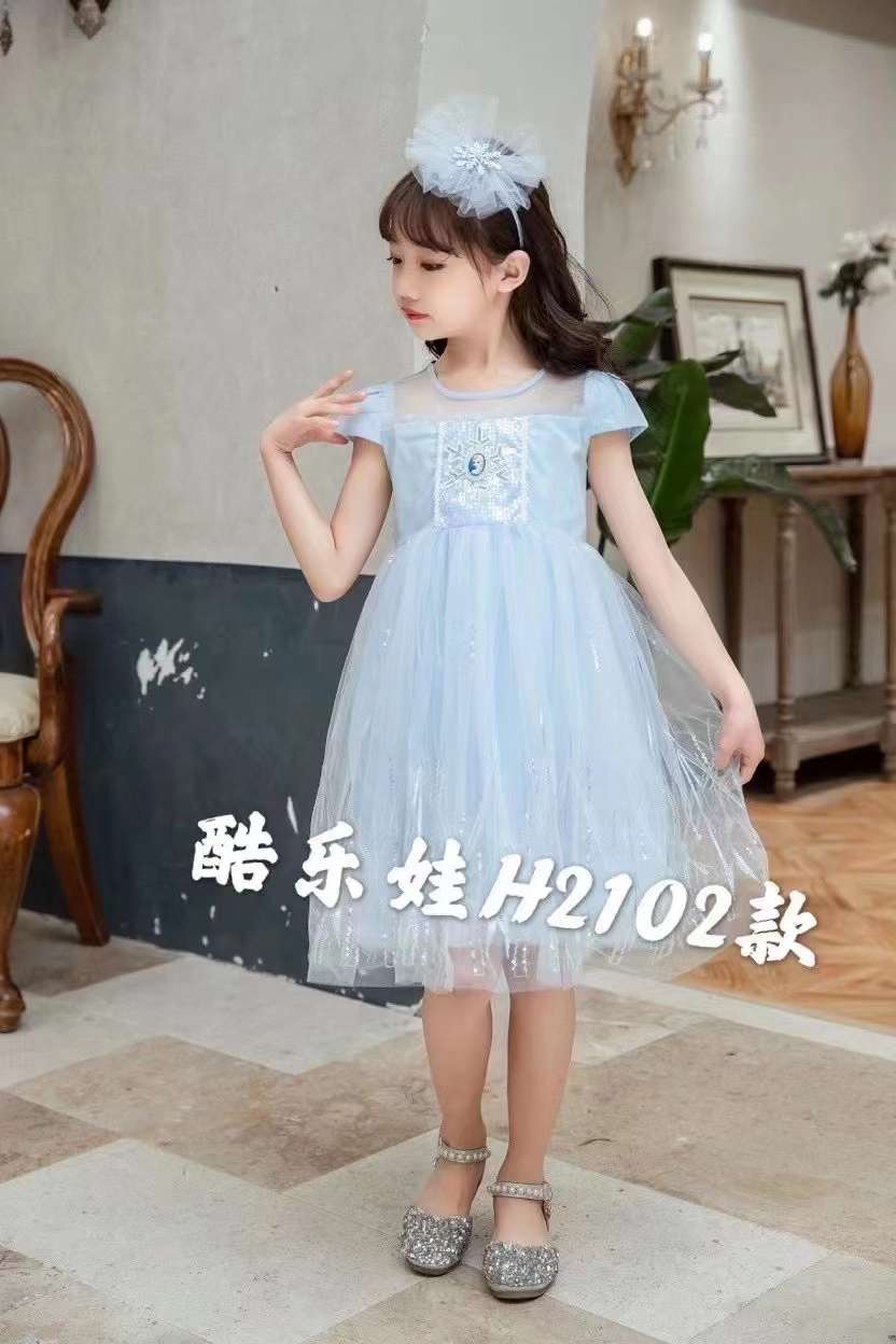 New summer dress for girls, children's dress, big kids, princess dress, sweet gauze dress, lace Specification image
