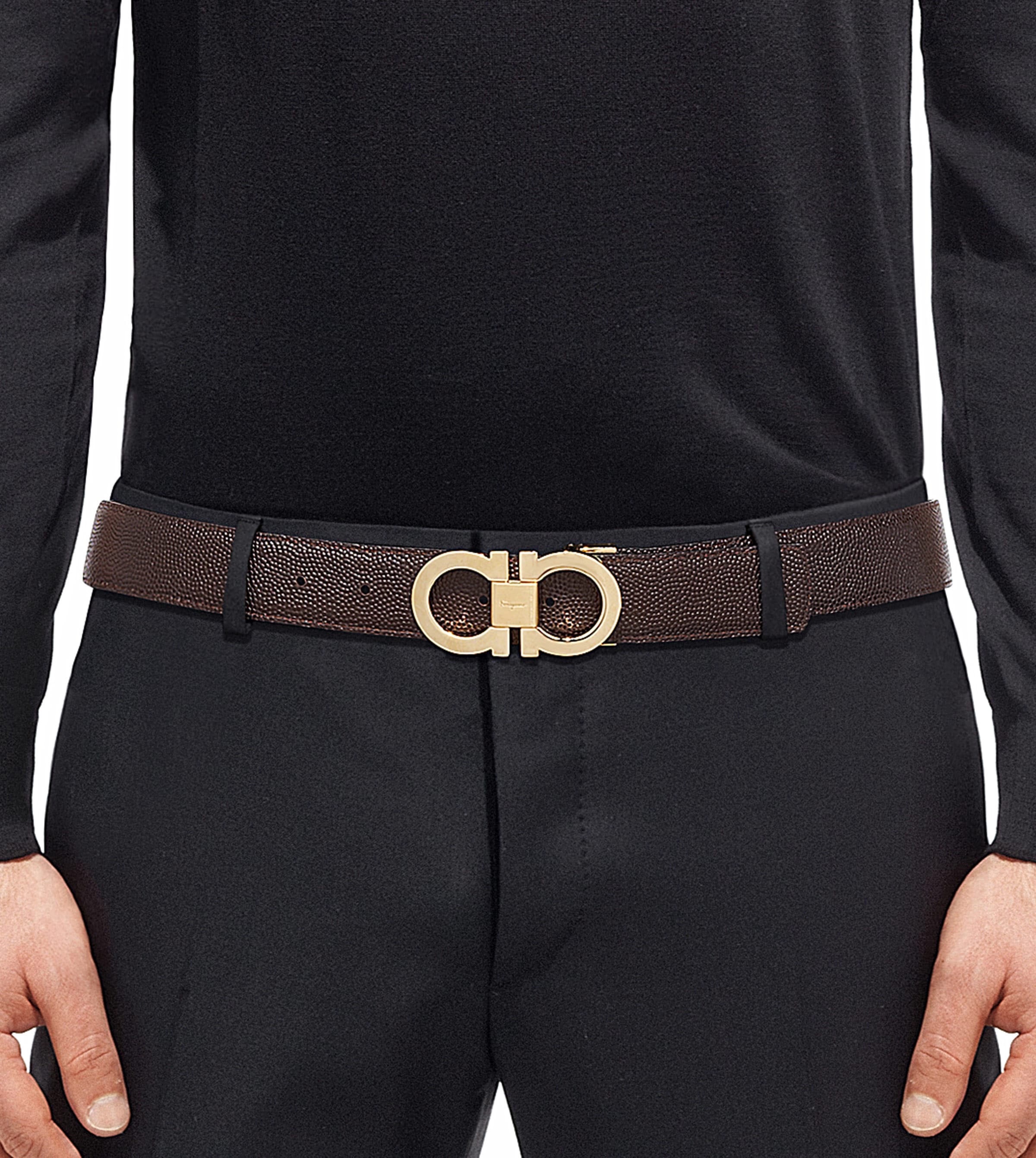 Salvatore Ferragamo men's double-sided double-buckle belt, size 115, width: 3.5cm Application Scenario