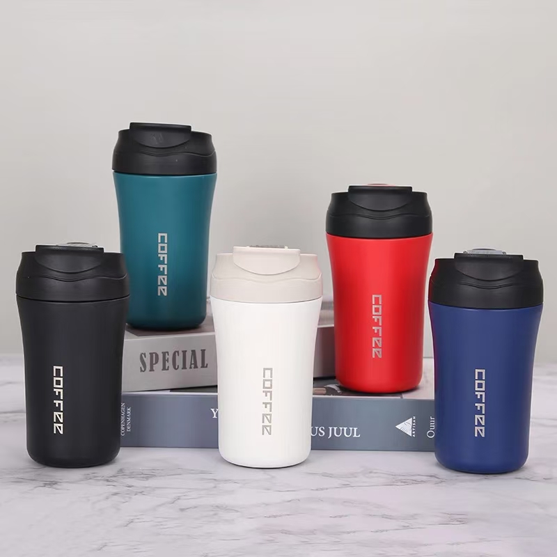 真空双饮咖啡杯车载白底实物图