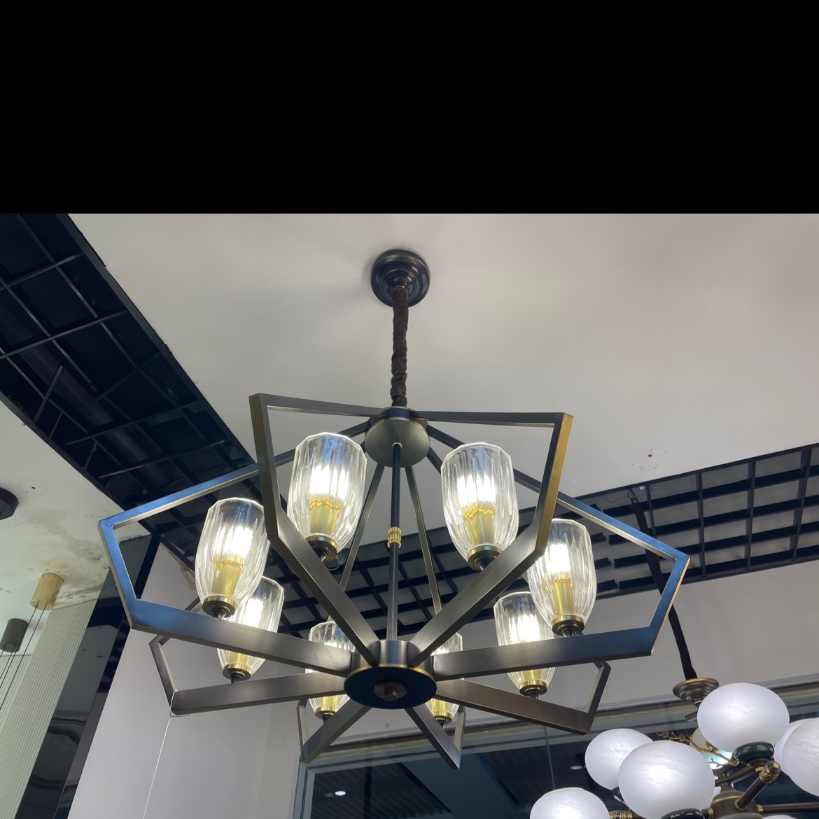 Modern and simple living room led ceiling lamp with Nordic style, smart home package, bedroom lamp style, all-copper American-style personalized LED chandelier details Picture