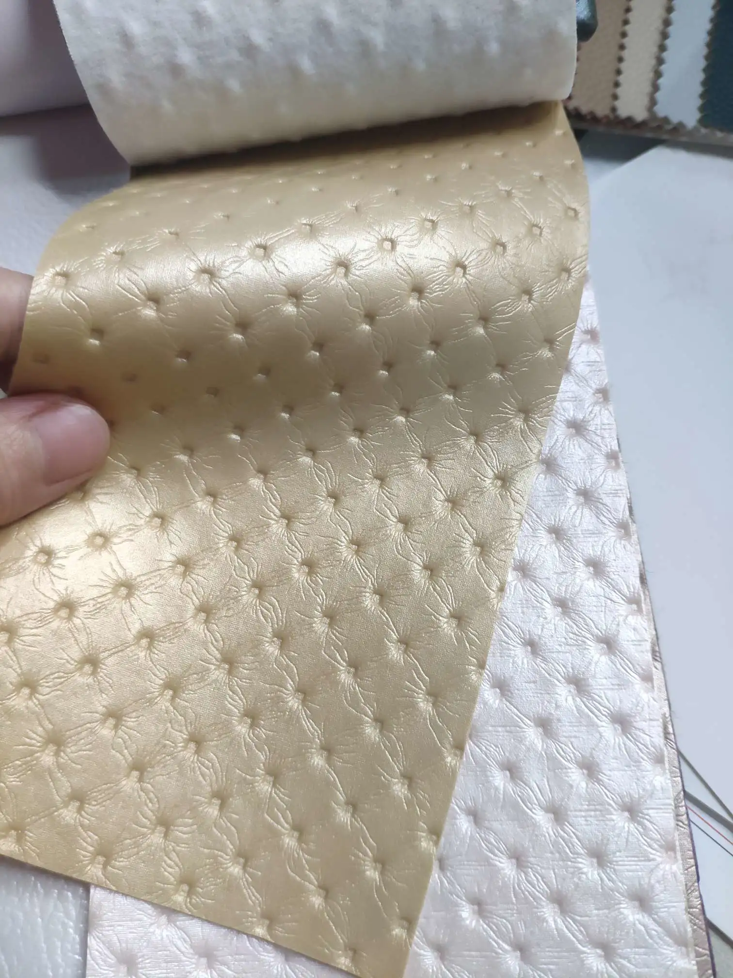 Artificial leather soft and hard wrapped sliding door leather wall decorative leather fabric in stock, small footprint No. 2 detail image 2