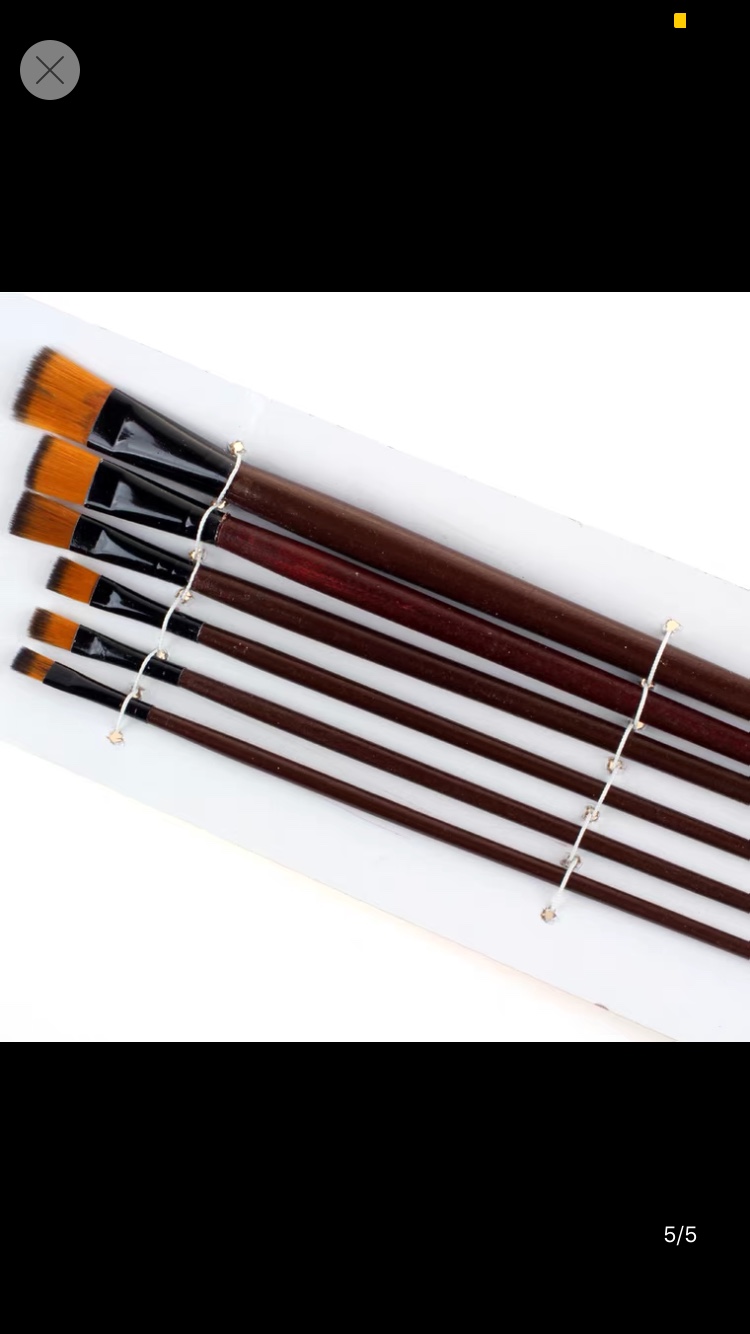 尼龙水粉笔 油画笔 手绘丙烯水彩画笔6支套装单双号 美术颜料排笔详情图5