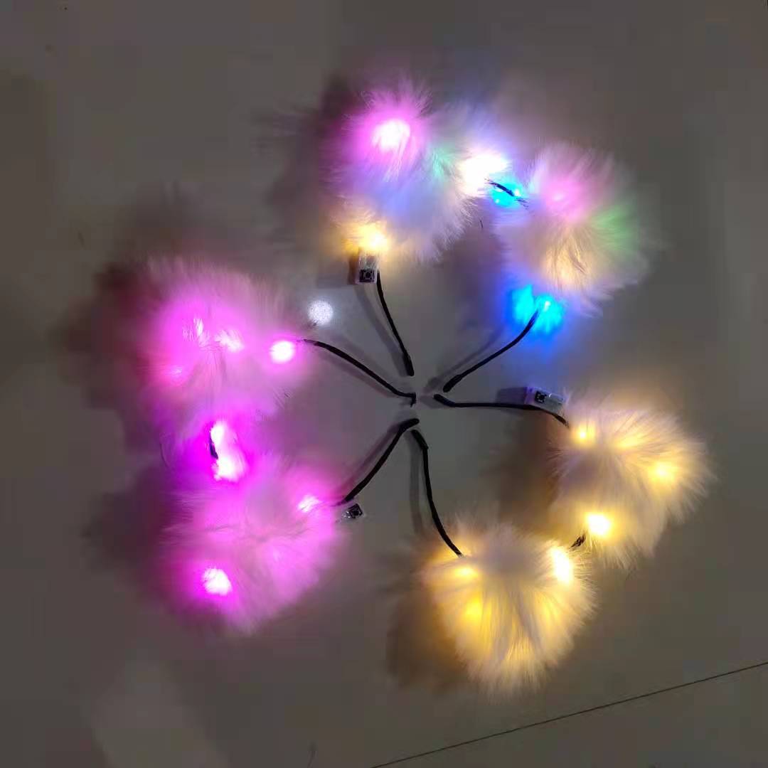 毛绒带灯猫耳朵，狐狸毛头扣，发光头扣详情图6