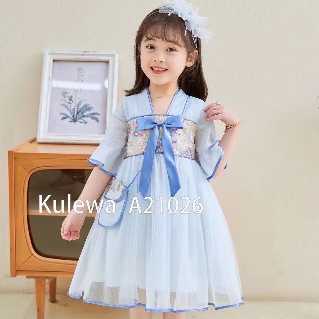 Summer new children's long dress, heavy industry long dress