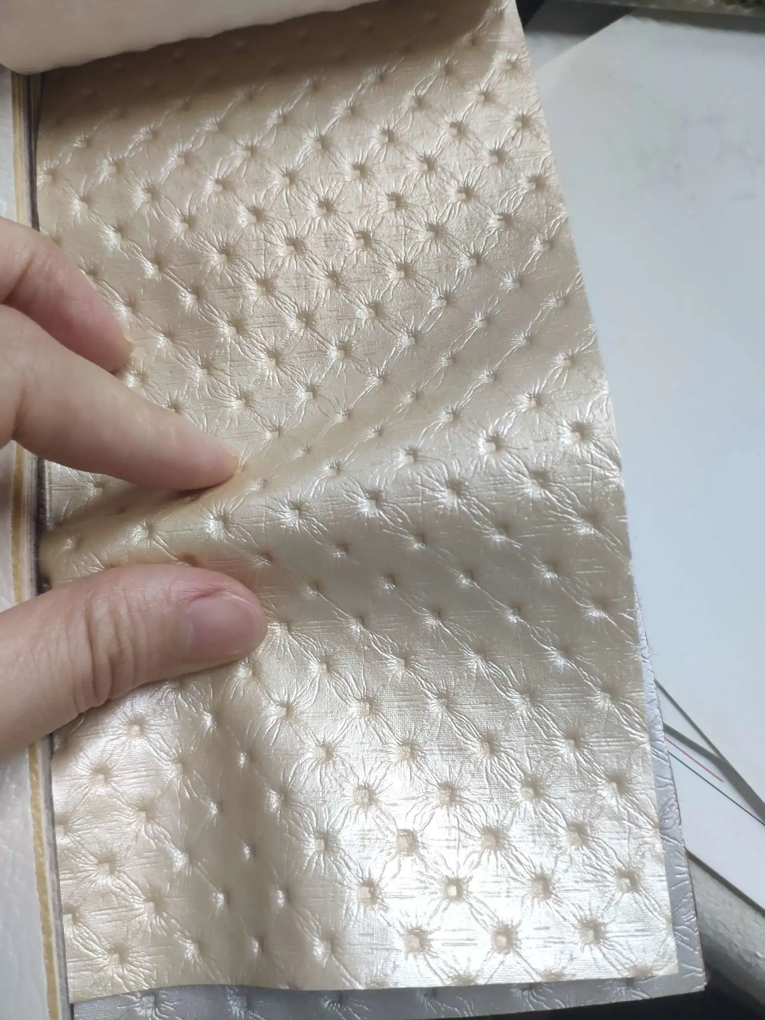Artificial leather soft and hard wrapped sliding door leather wall decorative leather fabric in stock, small footprint No. 2 detail image 1