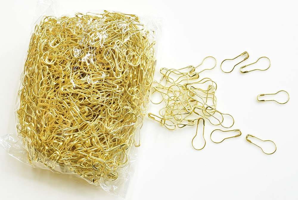 Qinyu Golden thick copper Gourd pins, safety pins, 1000 copper pins, 1 box, pin tags, small golden gourd, clothing store labels, clasp pins, brooches for fixing clothes, large safety paper clips details Picture