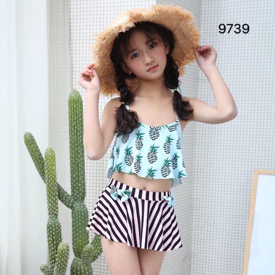 New Children's Swimsuit Pineapple Halter Split Swimsuit Specification drawing
