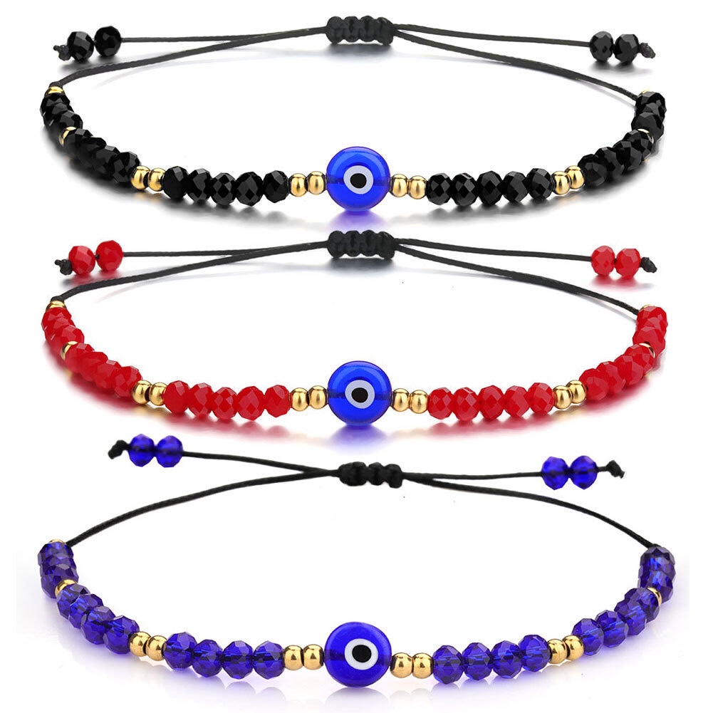 Douyin's new crystal rice bead beaded woven Devil's Eye bracelet, glass eye stainless steel bracelet, 41350723044139373, Haohao details Picture