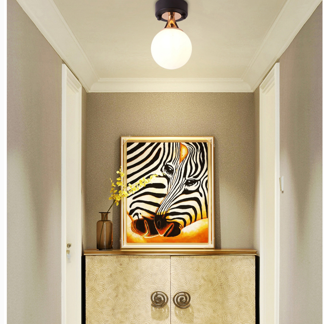 铁艺玻璃走廊过道玄关楼梯拐角衣帽间喷漆磨砂现代简约吸顶灯88096