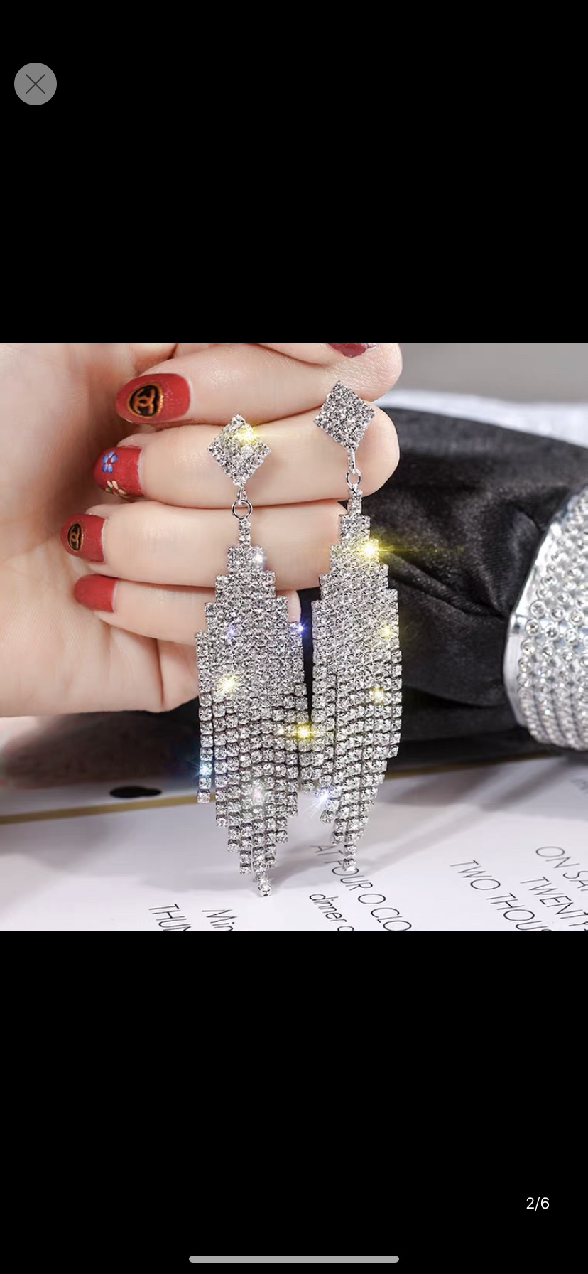 Europe and the United States ins exaggerated retro glitter long fringe Japanese and Korean girls senior sense full of diamond rhinestone gemstone earrings earrings 600 Application Scenario