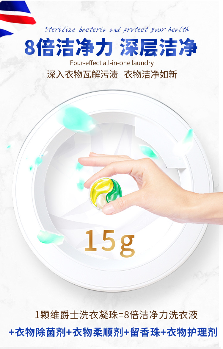 维爵士酵素柔软洗衣凝珠，一盒30粒，一箱12个，详情图6