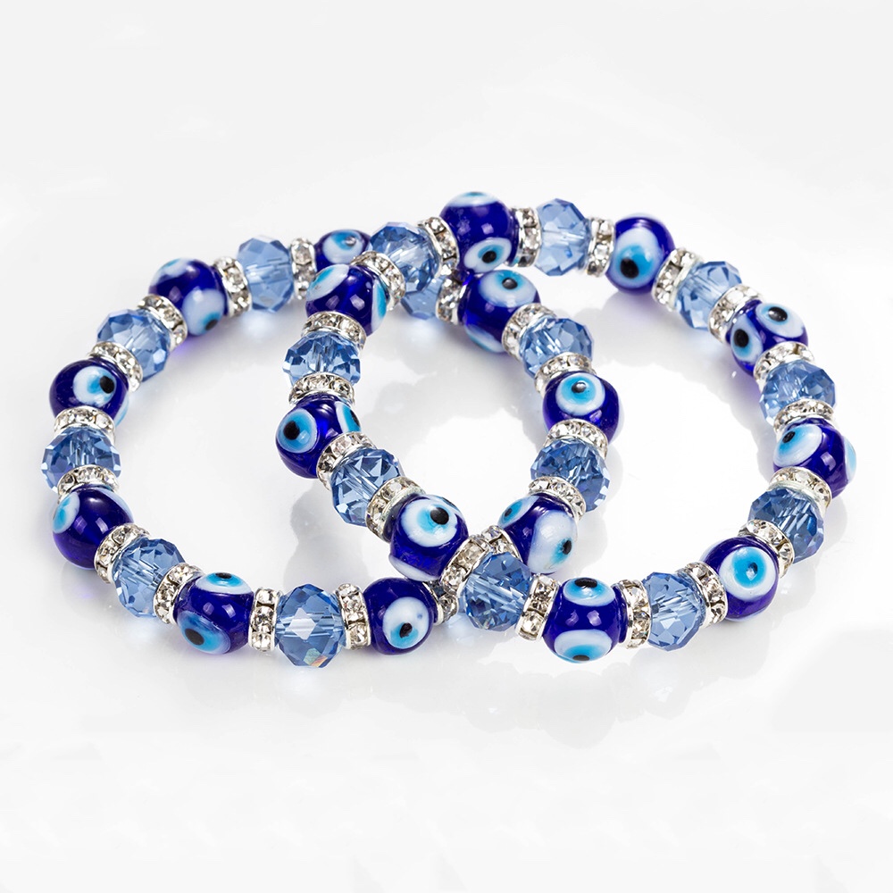 Cross-border Devil's Eye Crystal Bracelet for Women, simple blue crystal beads, elastic crystal bracelet, Hao Hao 41350723040022715