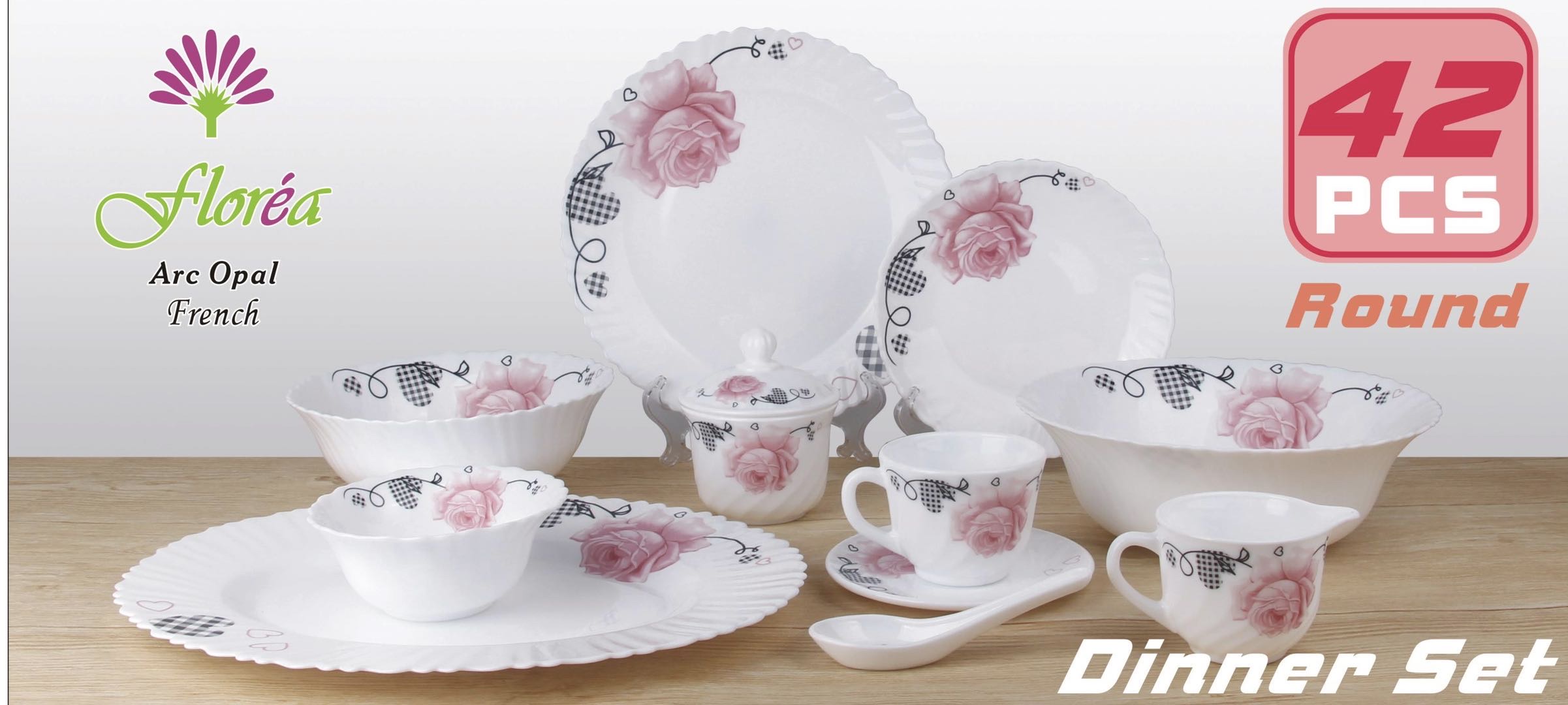 White Jade Porcelain Tempered Glass Set 42 Heads details Picture