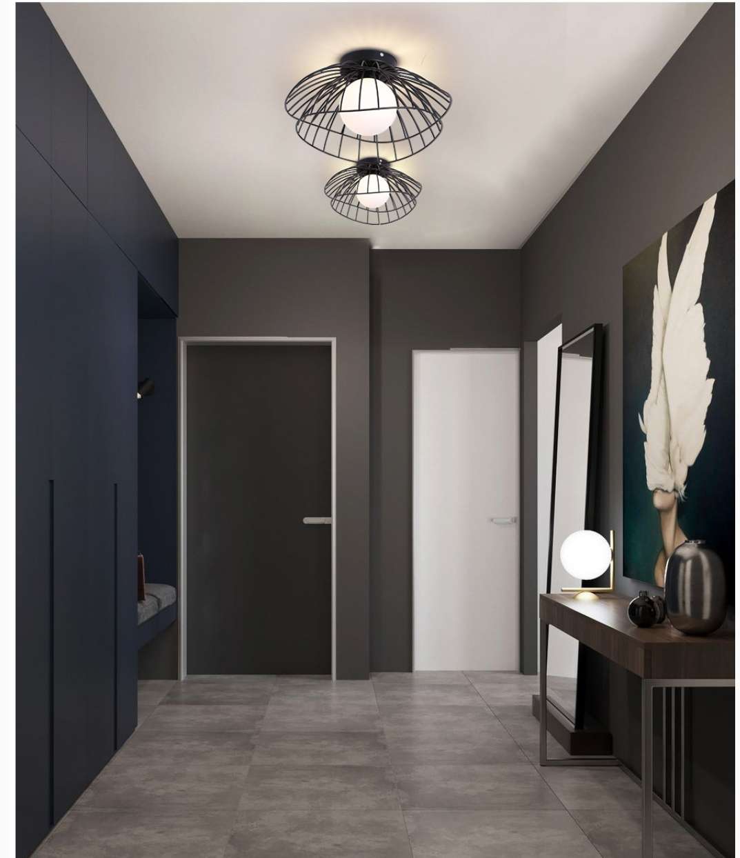 AB030 Ironwork corridor entrance hall spray-painted frosted modern and simple ceiling lamp details Picture