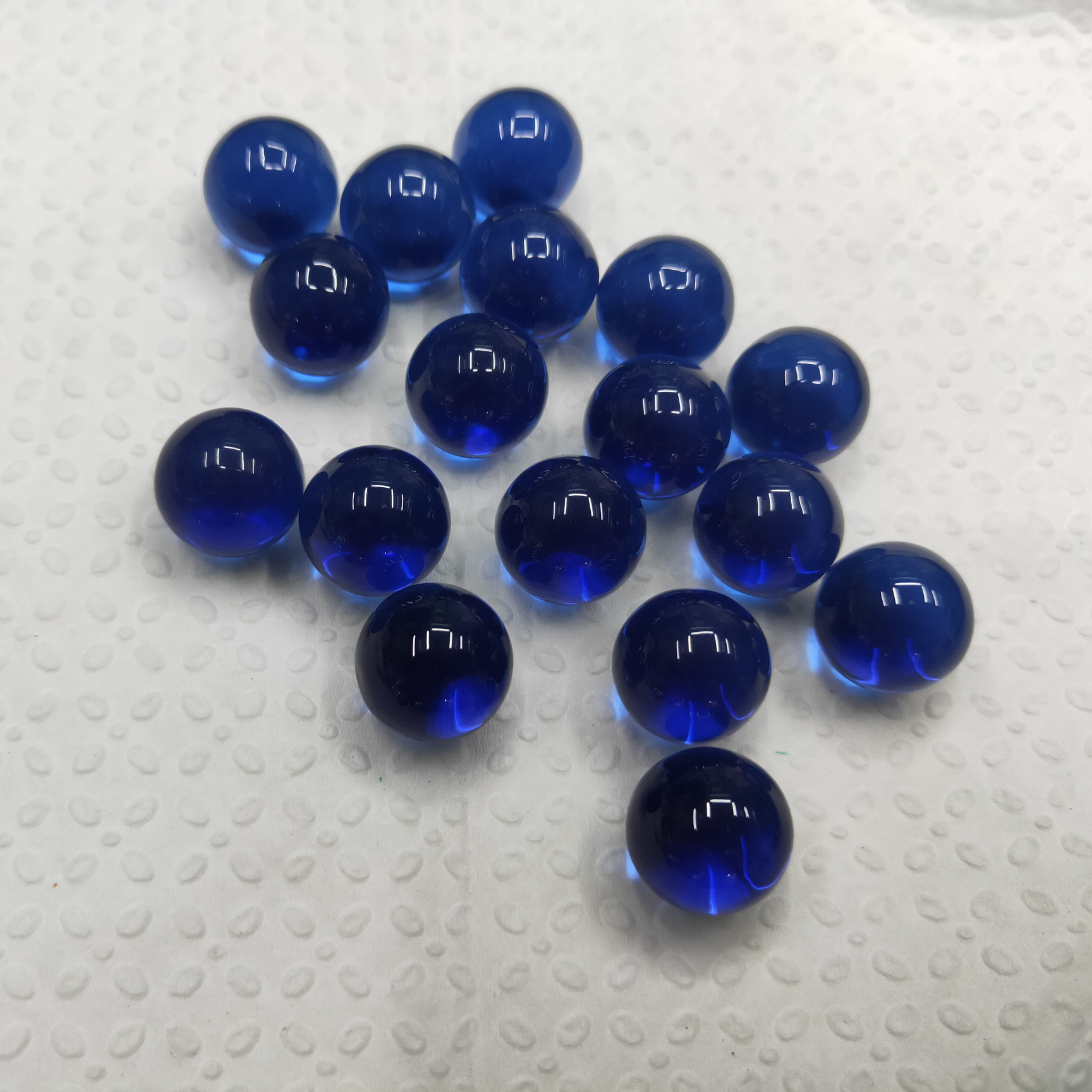 15粒14mm高白深蓝水晶玻璃球 1.4厘米手工抛光古兰色玻璃珠 装饰棋子配件高档水晶球