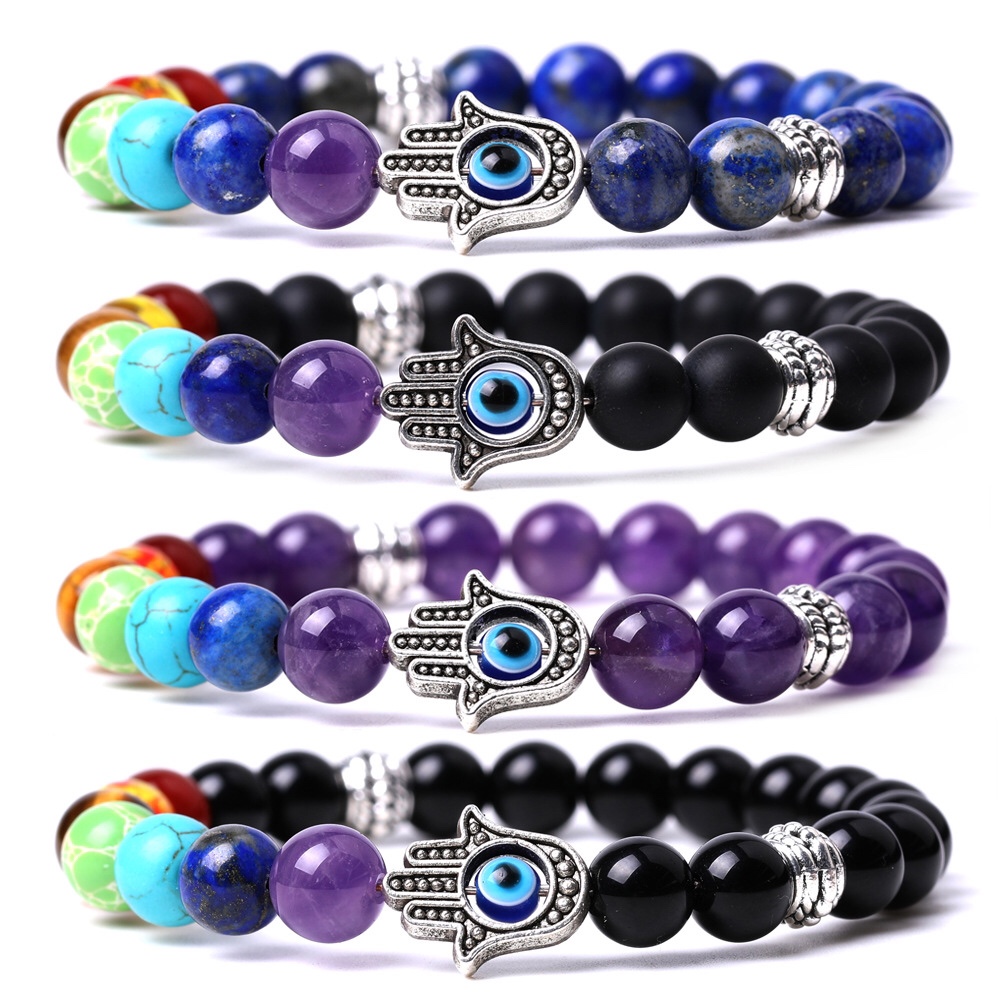 Fatima Palm demon Eye bracelet White pine blue Gold Tiger eye stone amethyst bracelet Amazon cross-border for HaoHao 41350723043959582