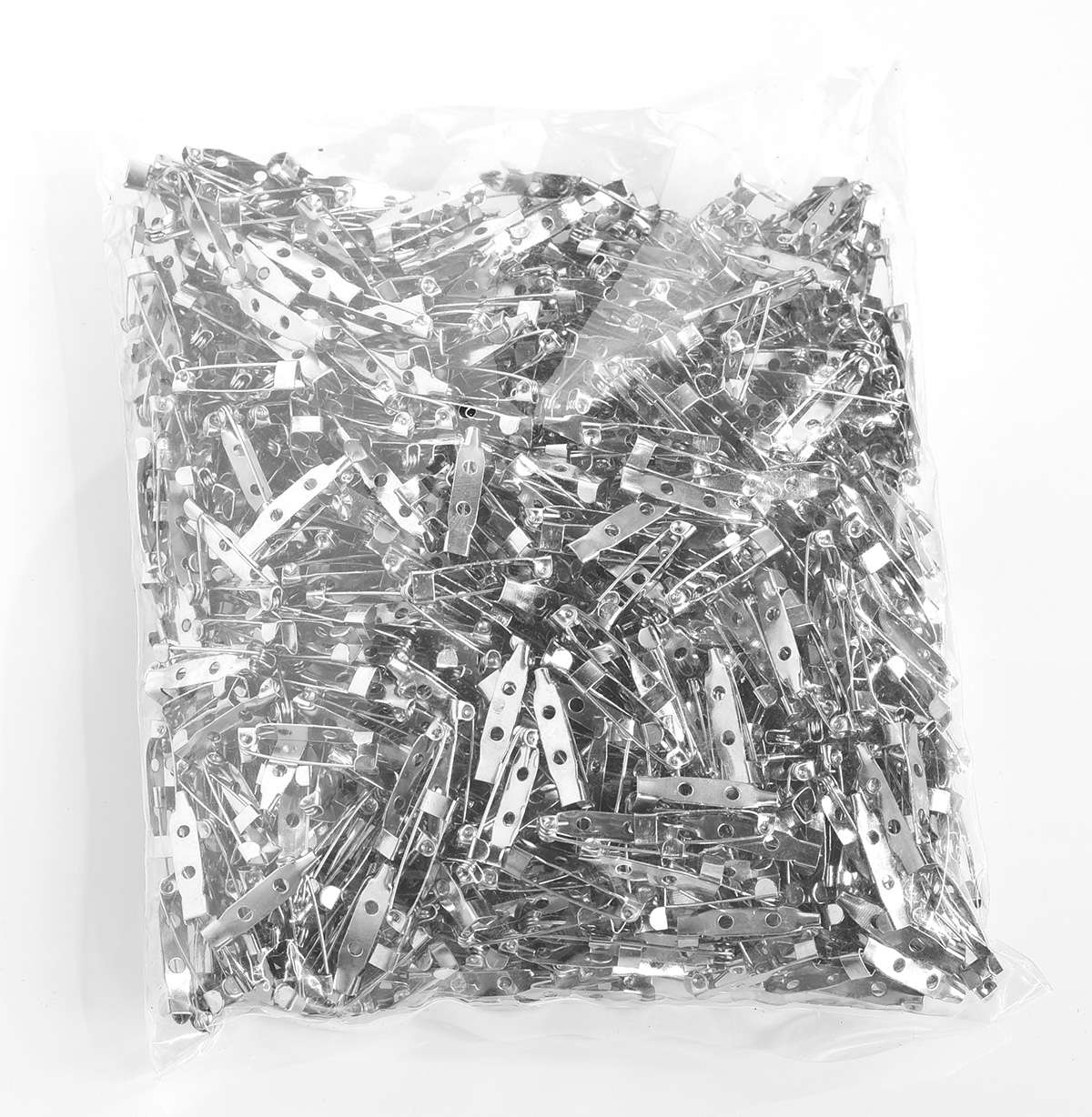 20mm一字简针，胸针，铁别针别针1000个1包diy胸针材料 安全扣胸针保险扣胸针 托胸花胸针不锈钢锁扣胸针托详情图3