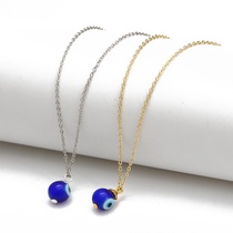 European and American cross-border simple necklace Demon Eyes Men's and women's necklace Blue eyes pendant clavicle chain jewelry wholesale Haohao 41500723040931734