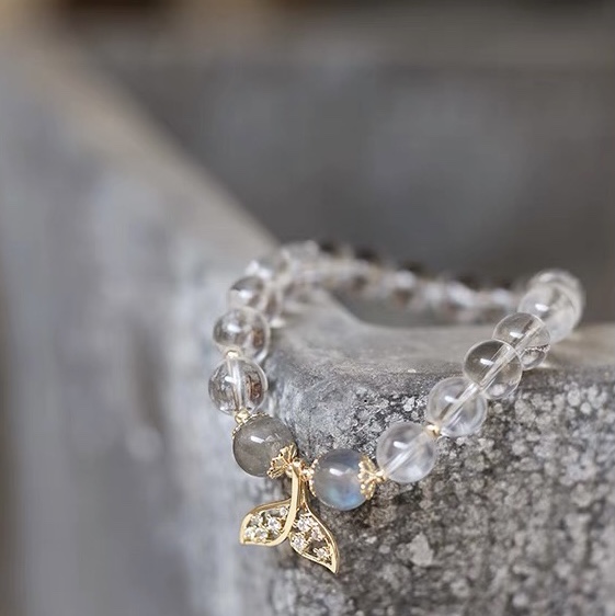 Fishtail white crystal bracelet female every exam will pass students gray moonstone bracelet
