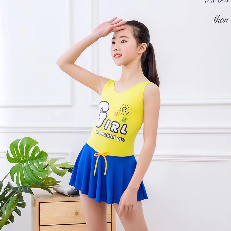 大童少女款连体背心式运动款儿童游泳衣学生款