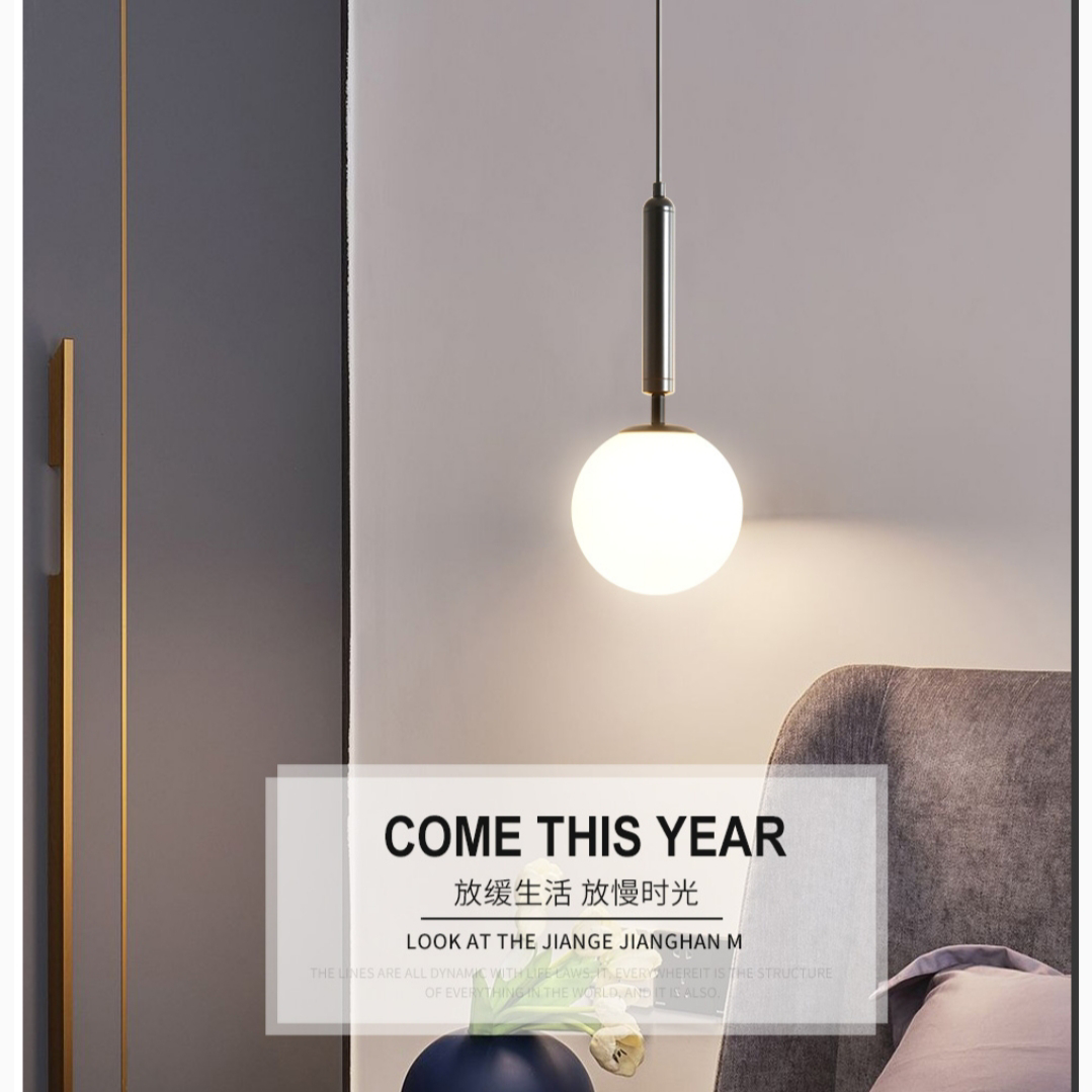 Copper study, bedroom, electroplated, postmodern and simple pendant lamp, 1 head, 1210