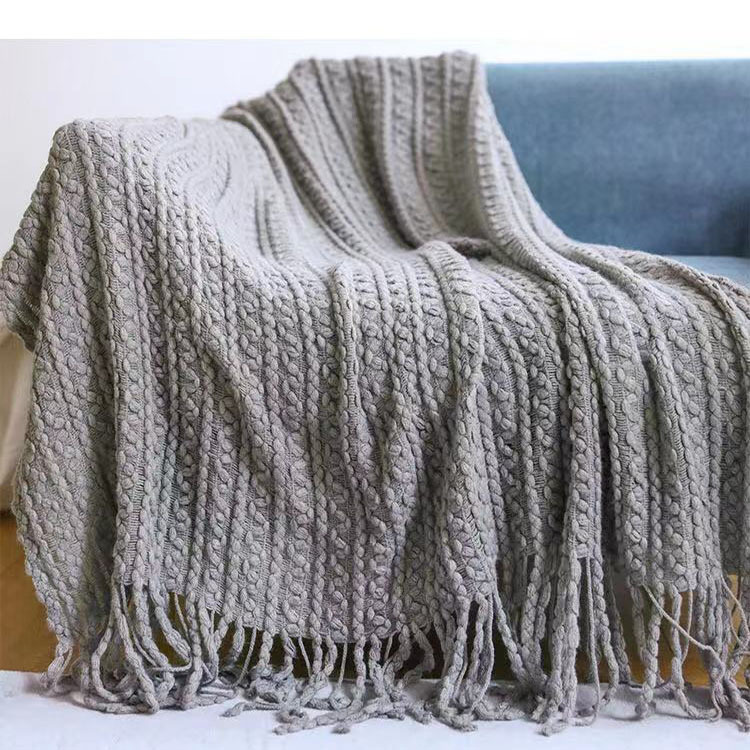 毛线大披肩 沙发毯针织毯毛毯北欧秋冬流苏空调毯披肩搭巾床尾毯