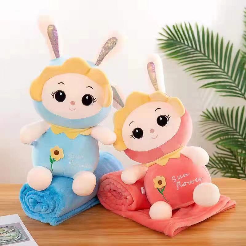 毛绒玩具羽绒棉太阳花兔子空调被外贸原单