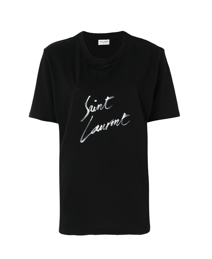 Saint Laurent 女士 黑色徽标T恤 XS S M L XL码  详情图1