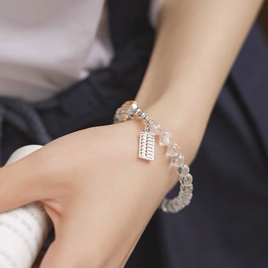 Natural white crystal bracelet Female sterling silver original niche design 925 silver simple Austrian crystal bracelet