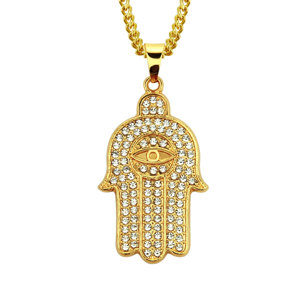New accessories Buddha hand eyes diamond pendant necklace Men's personality Hip hop rock pendant jewelry Haohao 41500723043417747 thumbnail