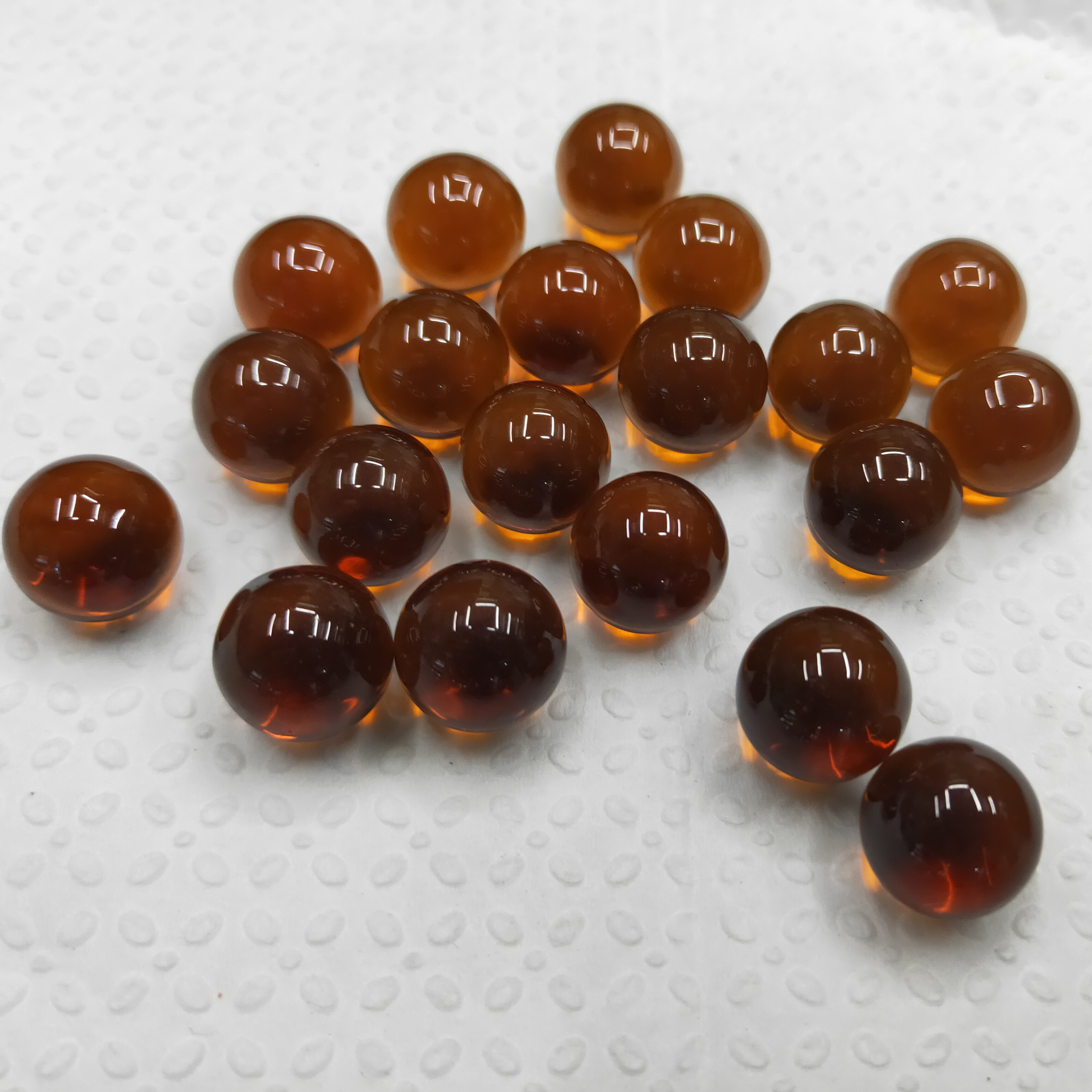 15粒14mm高白琥珀水晶玻璃球 1.4厘米手工抛光深茶色玻璃珠 装饰棋子配件高档水晶球