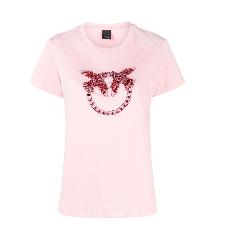 Pinko 女士 Love Birds T恤 XS S M L XL码 

粉色Love Birds T恤，图案刺绣、图