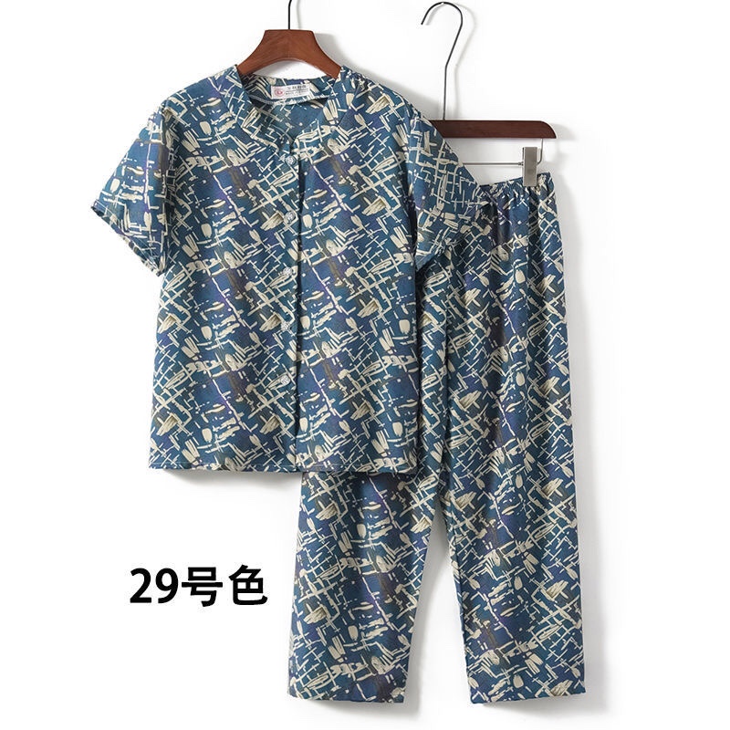 冰丝套装短袖T恤中老年妈妈装夏季新款宽松大码套装1