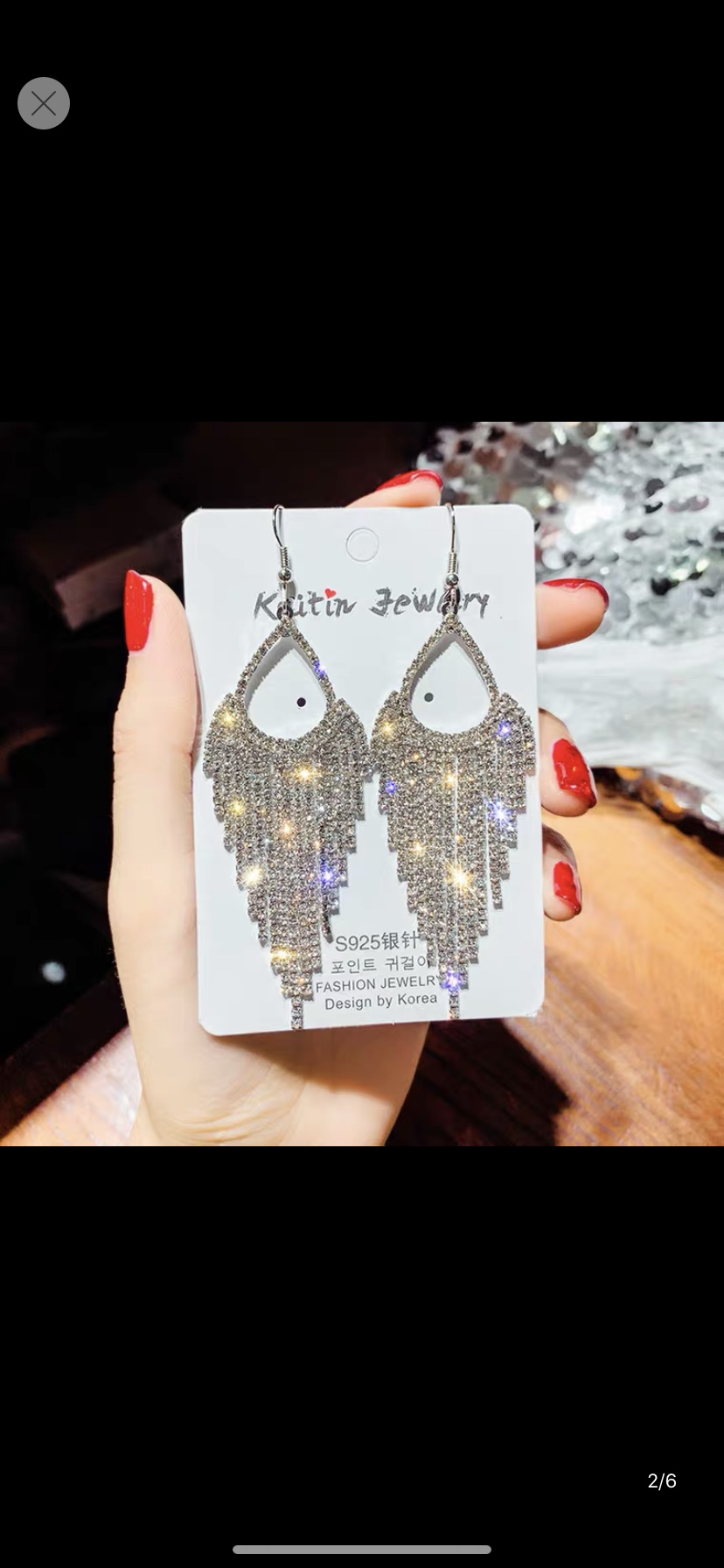 Europe and the United States ins exaggerated retro glitter long fringe Japanese and Korean girls senior sense full of diamond rhinestone gemstone earrings earrings 600 Specification drawing