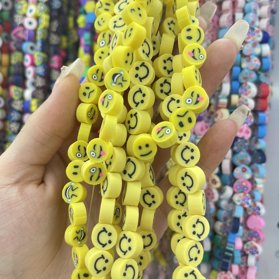 Sliced Smiling Face Emoji, Simple And Elegant. Xueyao Accessory, A Popular Diy Soft Clay Bead Made Of Eco-Friendly Material
