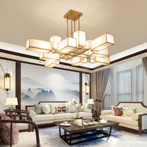 全铜新中式吊灯2021年新款客厅灯现代简约大气餐厅中国风灯具套餐