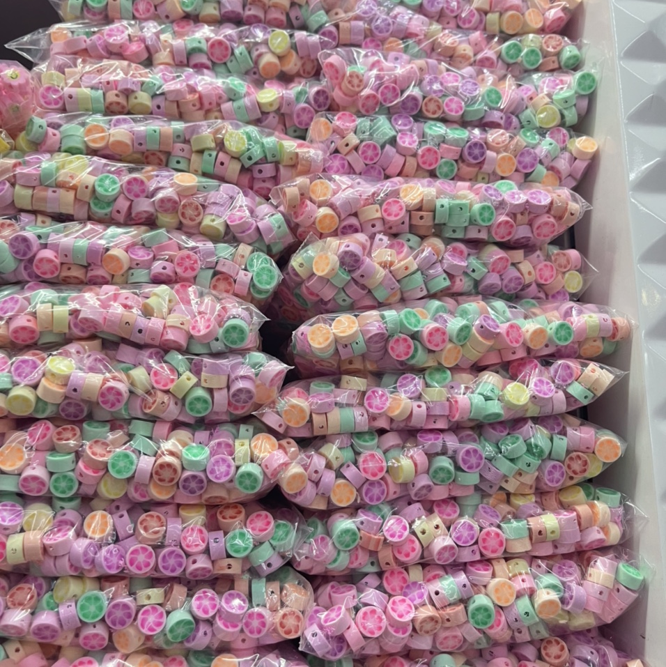 切片混色橘子 简约大方 雪姚饰品配件 网红爆款 DIY 软陶珠子  环保手工