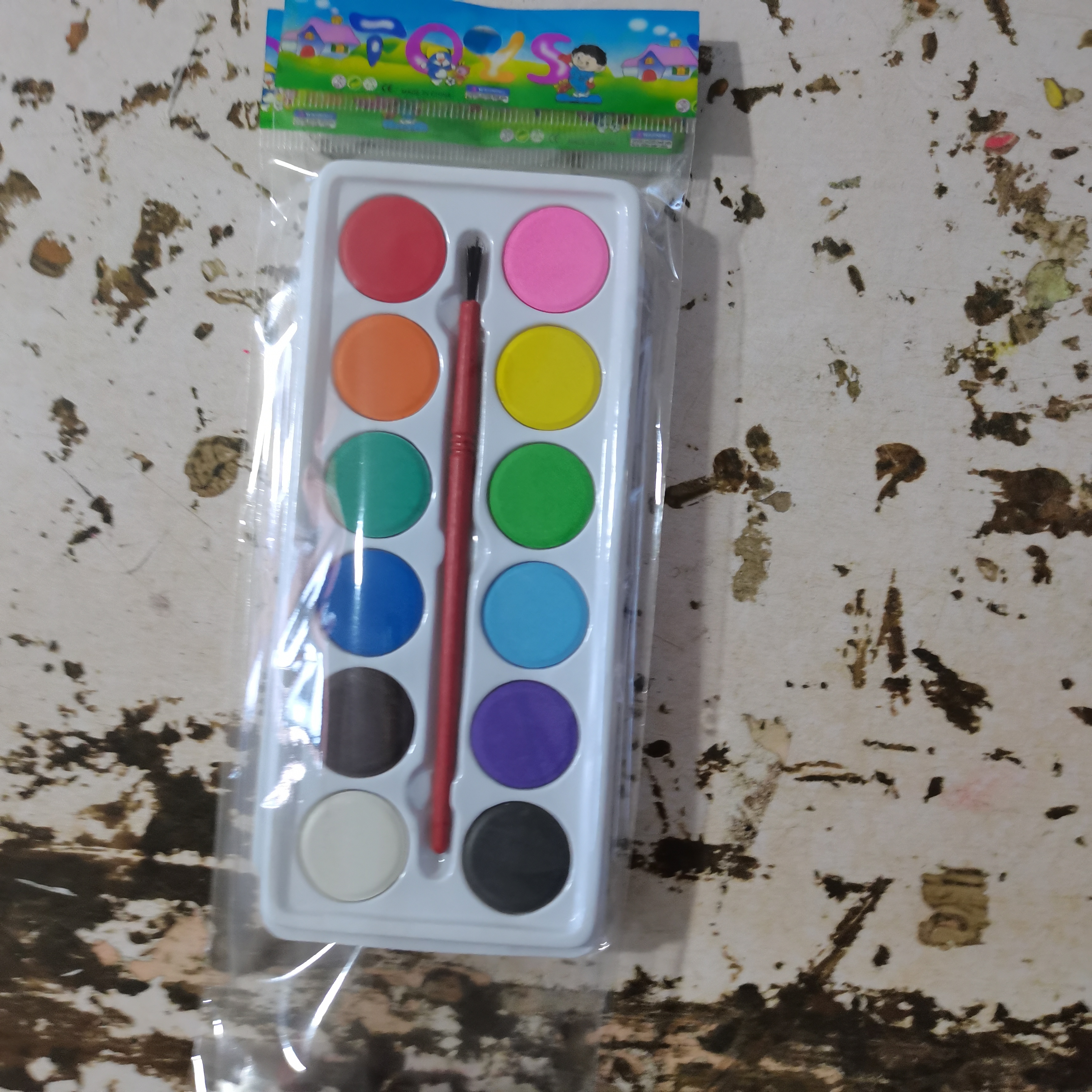 泡壳12色粉饼 儿童DIY绘画水彩