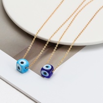 2021 Hot square eyes pendant necklace women Europe and the United States cross-border devil eyes pendant necklace short necklace women