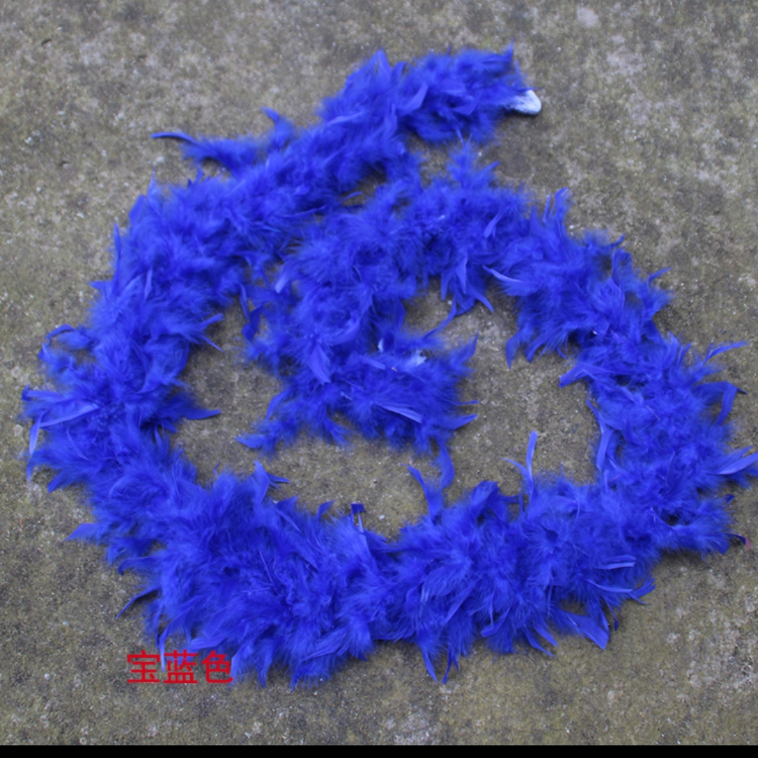 Turkey fire pieces feather strip 75g two meters royal blue