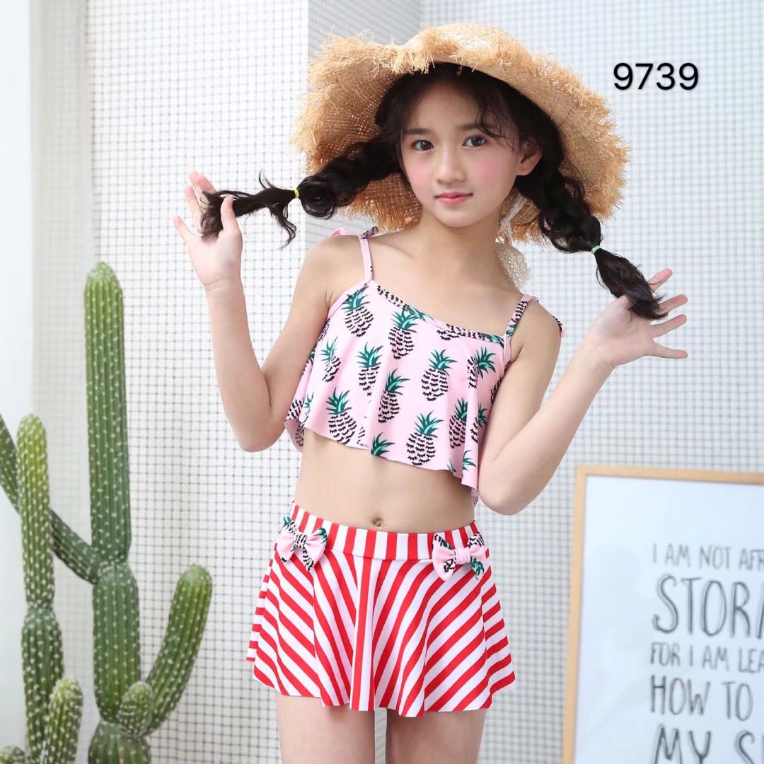 New Children's Swimsuit Pineapple Halter Split Swimsuit