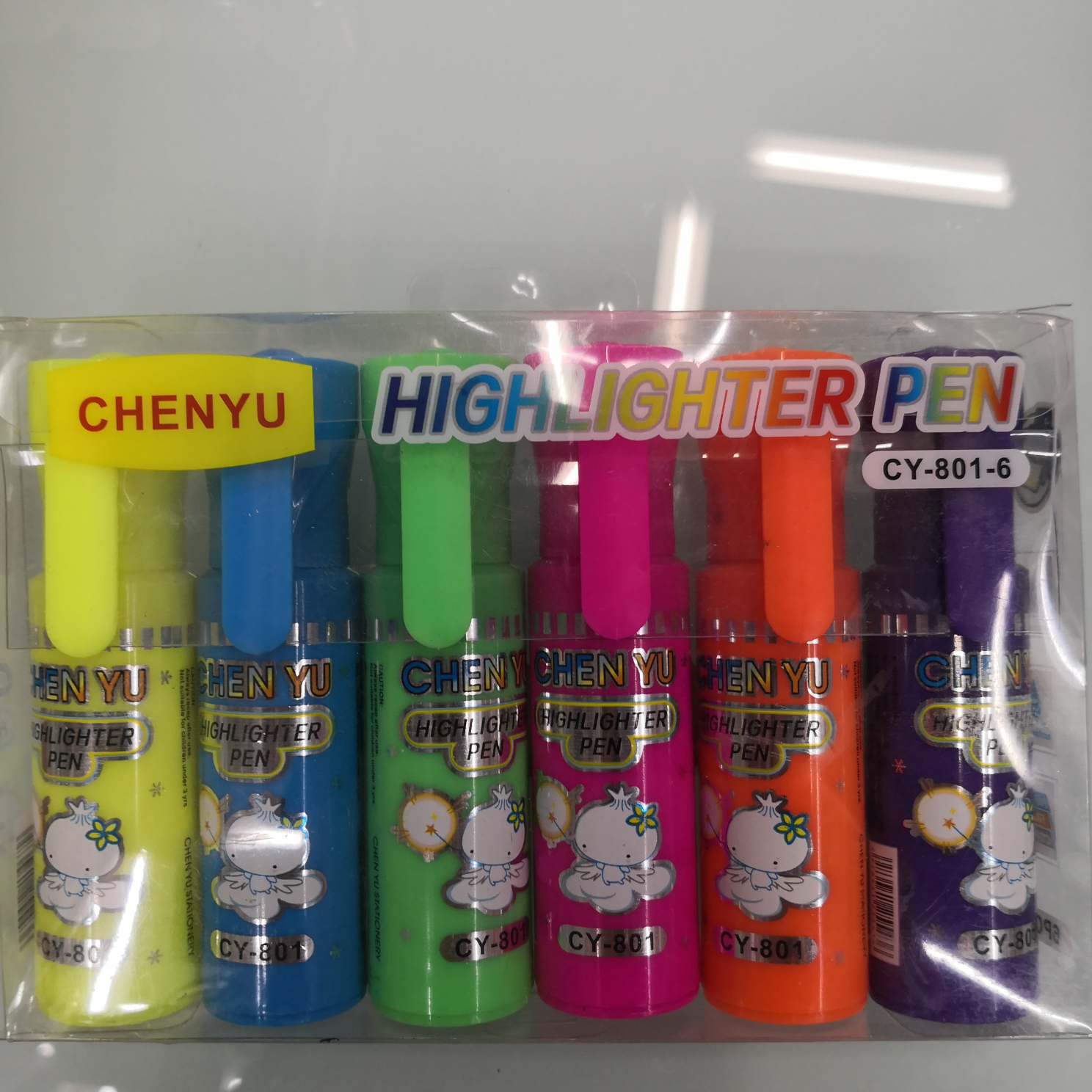 Yiwu Boyang Pen and Ink Products Store CY-801-6 color PVC box packaged highlighters