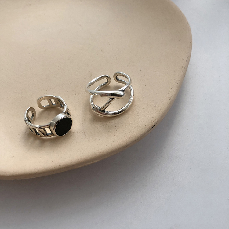 93 - Taran's light Luxury small Zircon double-layer ring, a cool and fashionable Korean version, is a versatile index finger ring detail image 2
