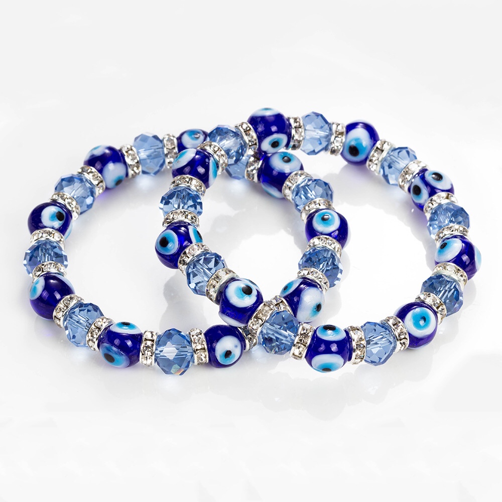Cross-border Devil's Eye Crystal Bracelet for Women, simple blue crystal beads, elastic crystal bracelet, Hao Hao 41350723040022715 details Picture